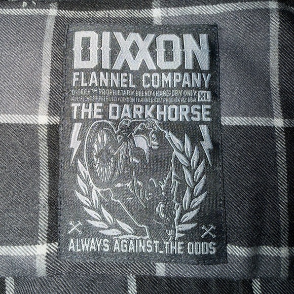 DIXXON "The DARKHORSE" Black and Gray Checkered Flannel Shirt Men's XL - Picture 4 of 4